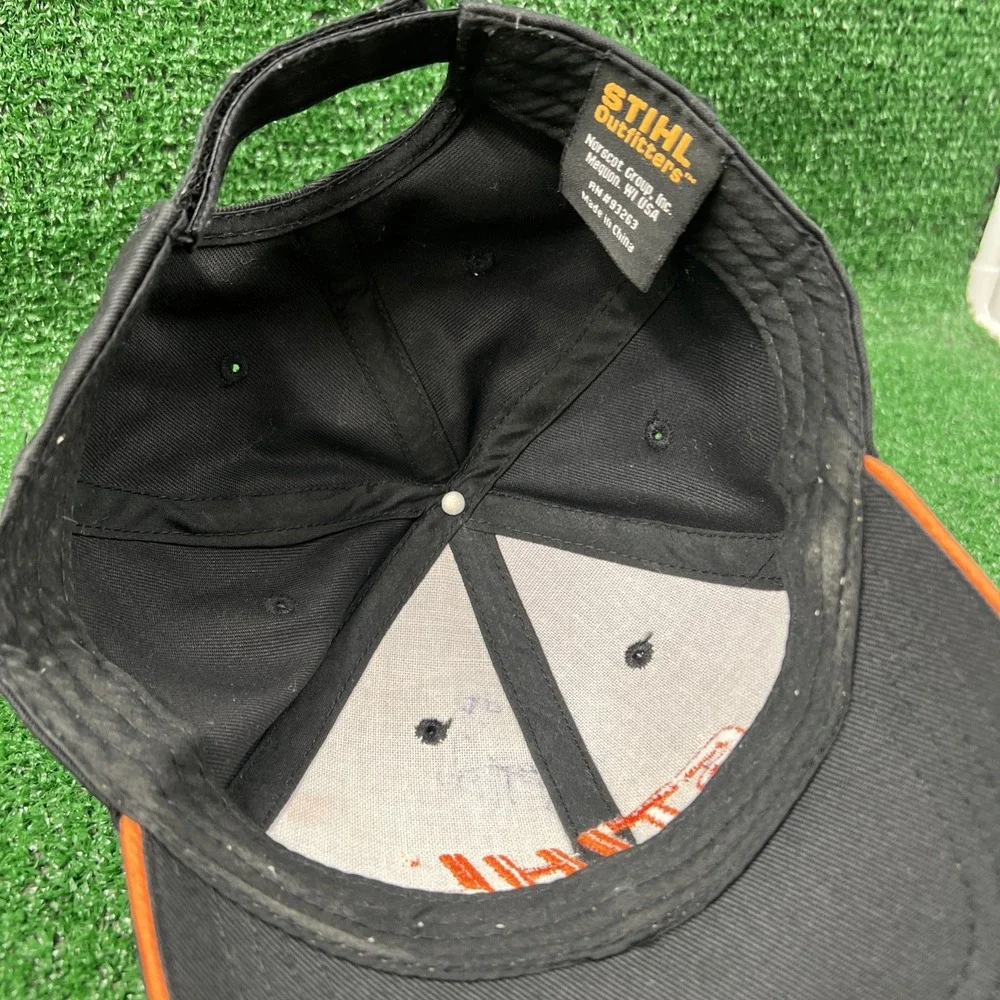 STIHL Black‎ & Orange Embroidered Logo Baseball Cap Hat Adjustable